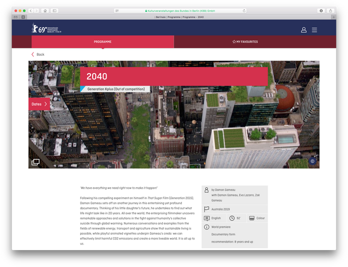Berlinale visitor website (2018) 2