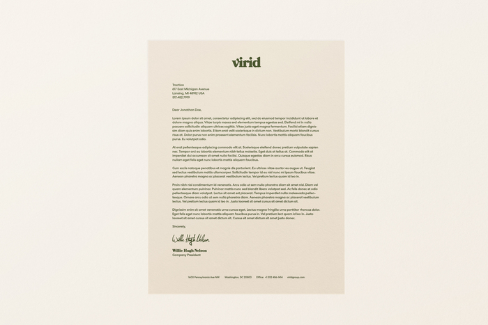 Virid's letterhead design