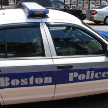 Classic Boston Police logo and cruiser