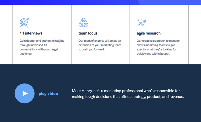 Headlines and text are set in the Regular weight, in various sizes and colors. Halyard Display Bold is used for emphasis, here for “play video”.