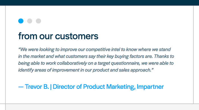 Quotes in the customer testimonial section are set in italics.