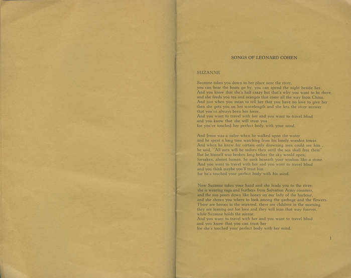 Leonard Cohen lyrics booklet 3