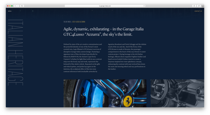 Garage Italia website 3