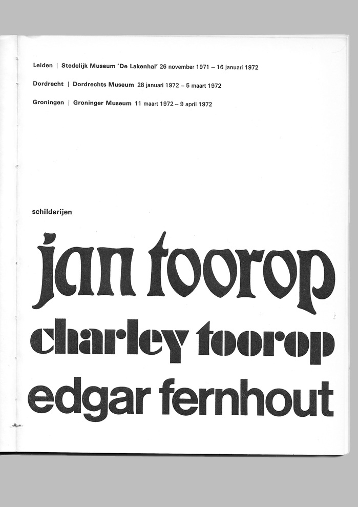 Jan Toorop, Charley Toorop &amp; Edgar Fernhout exhibition catalog 2