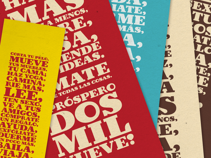 Series of bookmarks with stacked and justified lines.