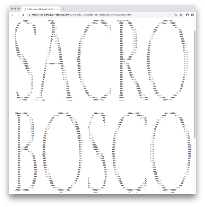 The source code of the website included an ASCII version of Kessler’s letterforms.