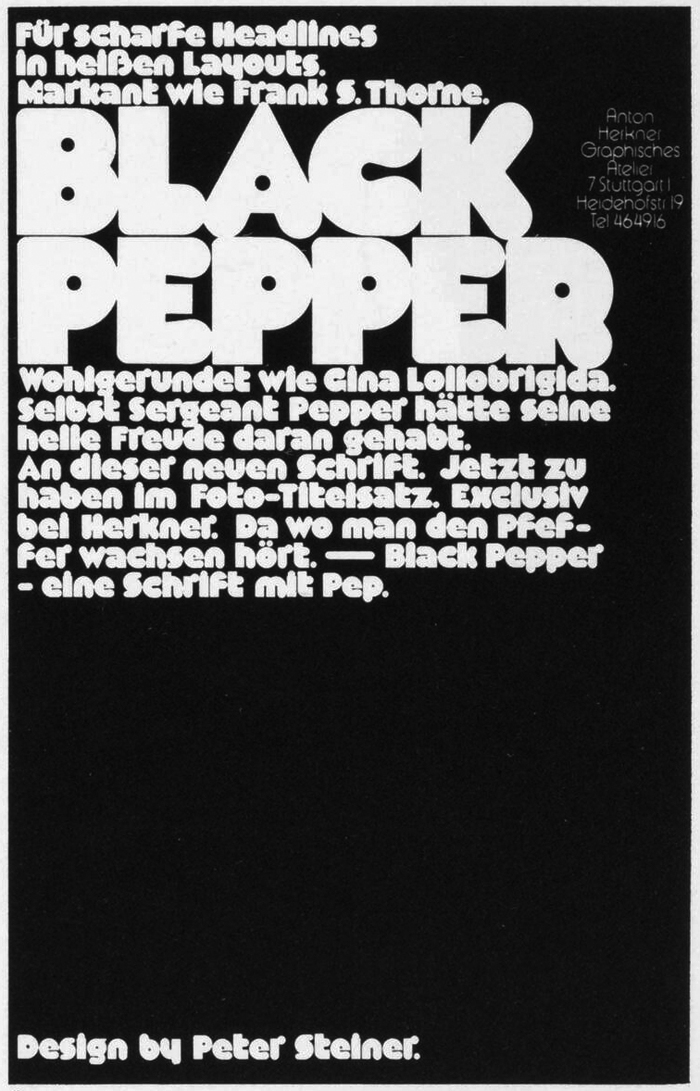 Black Pepper ad in Modern Publicity (1973) 1