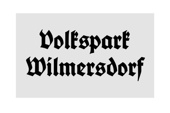 Resetting using a digital version, Alter Littera’s Deutsche Schrift. The angled terminal in p, the ascender in d, or the descender in f support the claim that Rudolf Koch’s typeface was the inspiration for the sign. Other details like the bottom of W or the shape of the i dot are off.