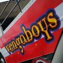 Vengaboys logo, “We’re Going To Ibiza!” single and <cite>The Party Album!</cite>