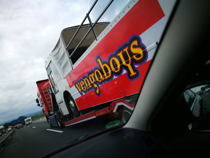 “The Vengabus is coming / And everybody's jumping” … spotted on its way to Vienna.