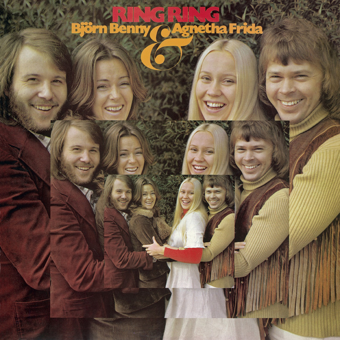 Ring Ring by Bj&ouml;rn Benny & Agnetha Frida, released on 26 March 1973 on Polar Records, Sweden. The cover was designed by Peter Wiking, with photography by Bengt H. Malmqvist and a tightly spaced version of  Extra Bold with enlarged dots. The ampersand appears to be a custom addition.