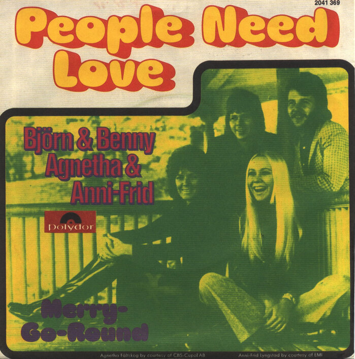 German release of “People Need Love” on Polydor. The fonts in use are  and .