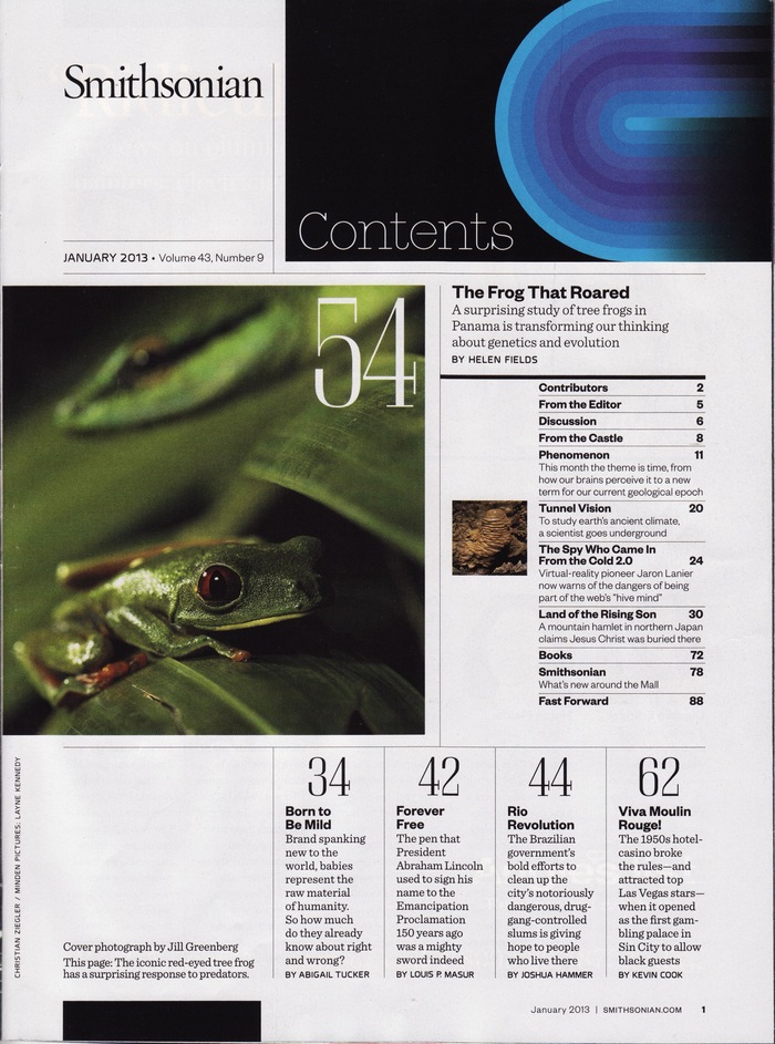 Smithsonian magazine table of contents (1989 &amp; 2013) 1