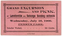 Grand excursion and picnic ticket, Penryn Park