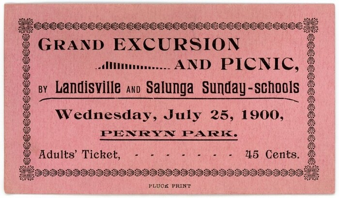 Grand excursion and picnic ticket, Penryn Park