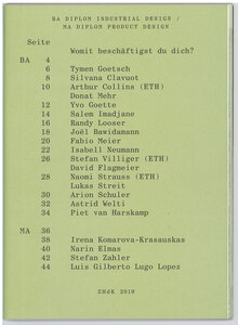 Industrial Design Diploma 2019, ZHdK