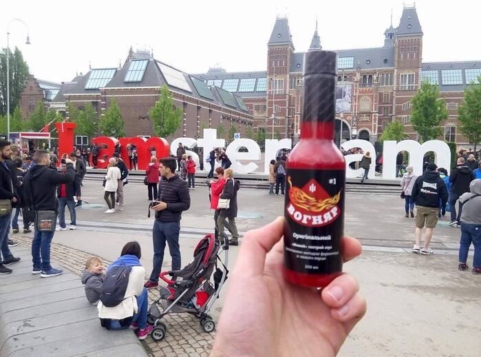 Vognyar travels the world: In front of the I amsterdam sign in the Netherlands …