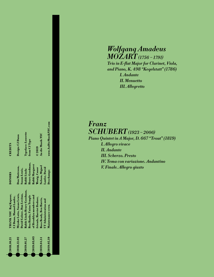 An die Musik NYC, 2018–19 season 18