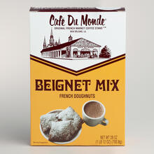 Café Du Monde beignet mix and coffee packaging