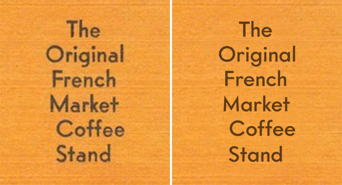 Detail from the postcard set in the original Vogue (Intertype, 1930; left), compared to the digital Intervogue Medium (Miller Type Foundry, 2018; right). With the uncurtailed descender on g, the monocular a (no two-storey alternate available), the M with splayed legs, and the shorter capitals, the revival moves closer to Futura.