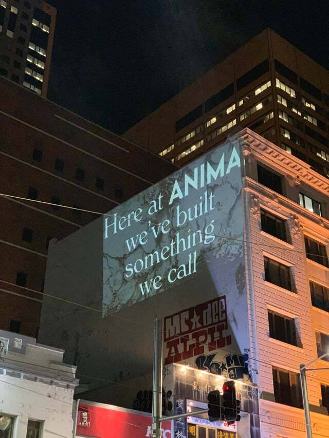 “Here at ANIMA we’ve built something we call a Dream Camera.” Projection in Sydney, Australia.