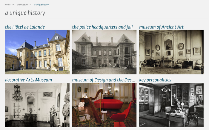 Visual submenu about the museum’s history.