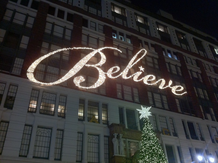“Believe” sign at Macy’s in Herald Square