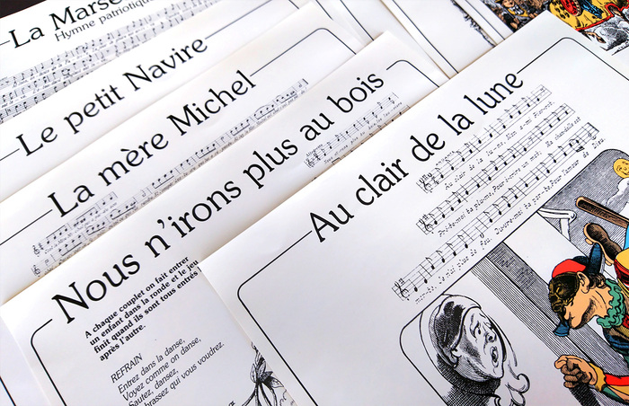 Famous titles of French nursery rhymes.