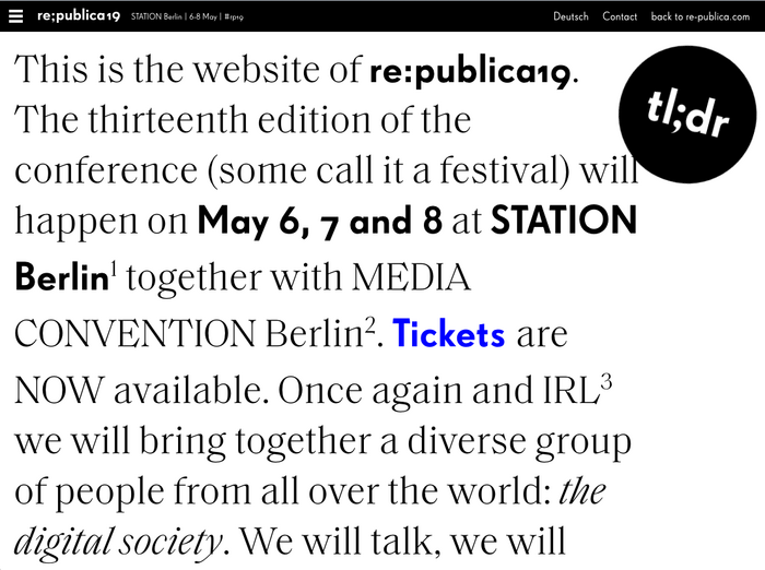 Homepage of the English website version.