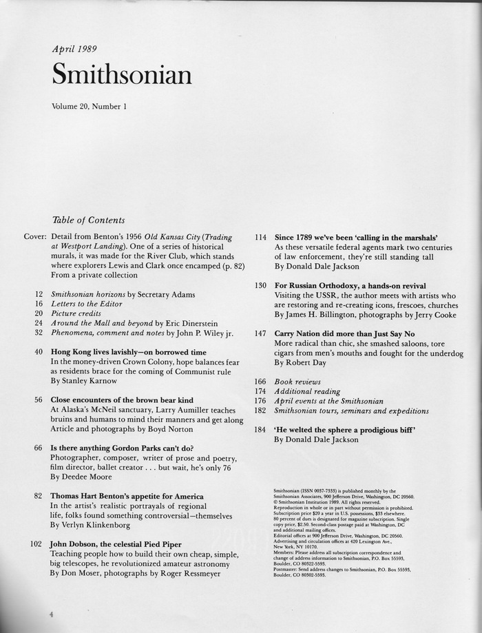 Smithsonian magazine table of contents (1989 &amp; 2013) 2