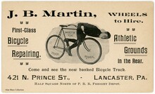 John B. Martin, Bicycle Trick Rider business card