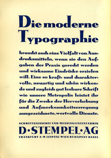 “Die moderne Typographie” ad, D.<span class="nbsp">&nbsp;</span>Stempel AG (1930)