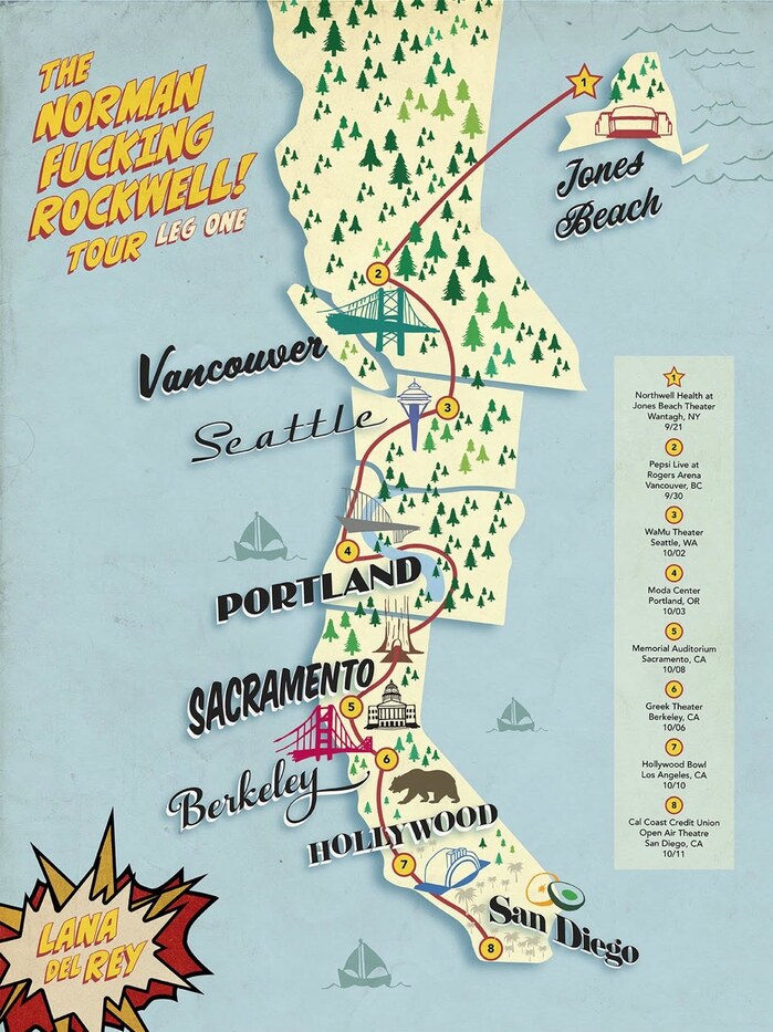 Lana Del Rey – Norman Fucking Rockwell album art and tour poster 2