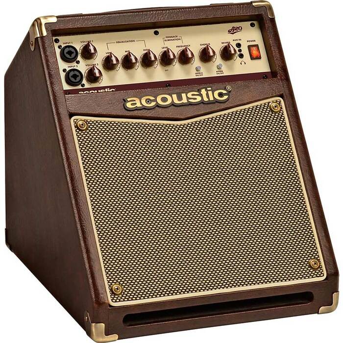 Badge with the logo in lowercase Venus, screwed onto an Acoustic A20.