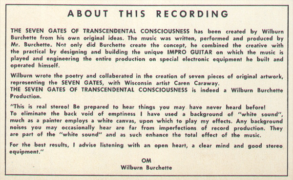 Detail from the back cover. “This is real stereo! Be prepared to hear things you may have never heard before!” The typeface is , Linotype’s copy of Futura, here easily distinguishable by its alternate double-storey a.
