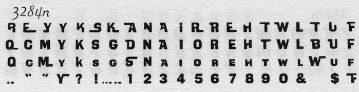 Partial glyph set of Koziar Interlock with alternates, as shown in Alphabet Thesaurus Vol.&nbsp;2.