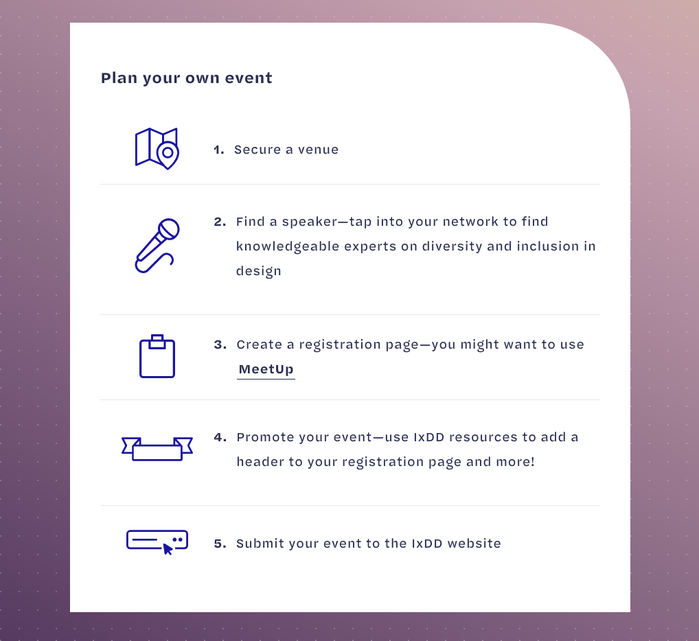 The checklist for planning your own event pairs Halyard Micro with pictograms.