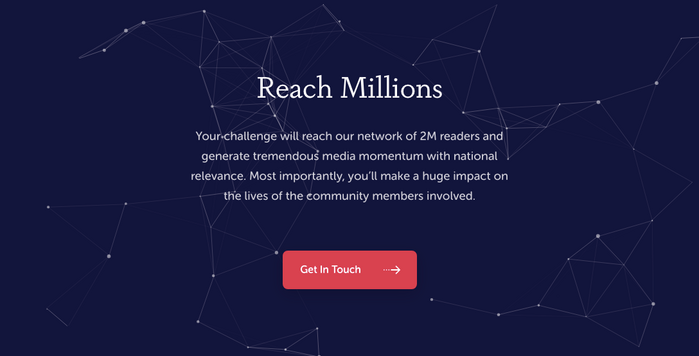 Dapifer and Museo Sans Rounded in a center-aligned setting, white on dark blue.