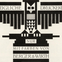 “Vorzügliche Druckerfolge” ad by Berger &amp; Wirth