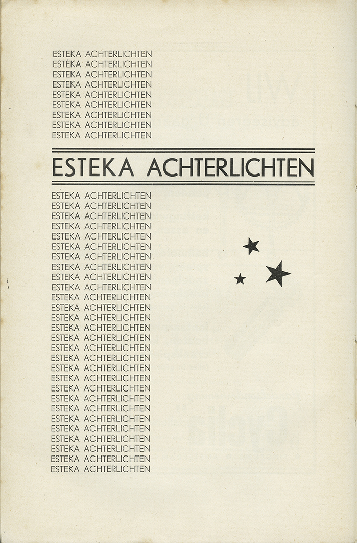 Esteka Achterlichten (“Esteka Rear Lights”); Esteka is probably a phonetic acronym for S.T.K.