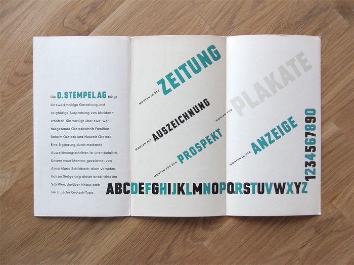 D. Stempel AG specimen for Montan, ca. 1955.