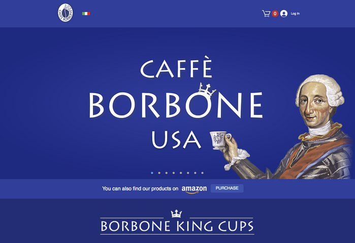 Homepage of the American website, caffeborboneusa.com.