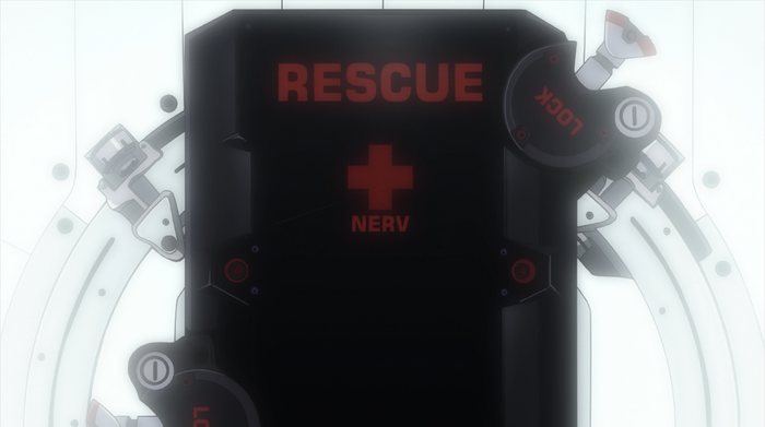&ldquo;RESCUE NERV&rdquo; set in Eurostile.