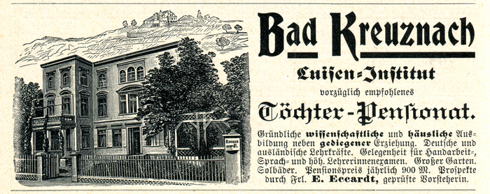Ad for the Töchter-Pensionat Luisen-Institut in Bad Kreuznach, 1906