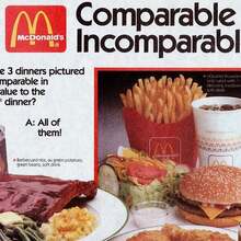 “Comparable Nutrition, Incomparable Taste!” McDonald’s placemat