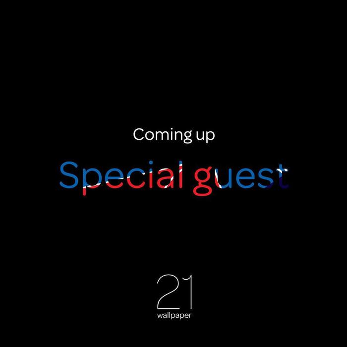 Social media card announcing a special guest, with the letterforms of Omnes used to mask an illustration.