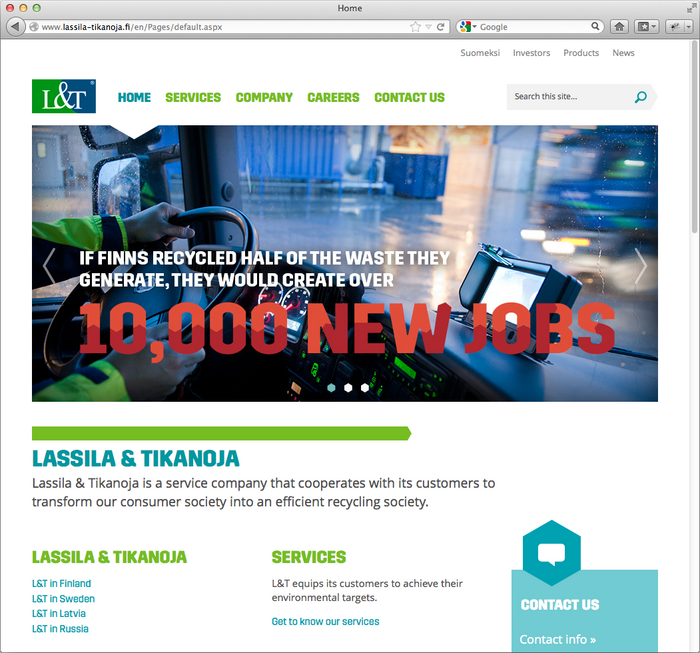 English version of website