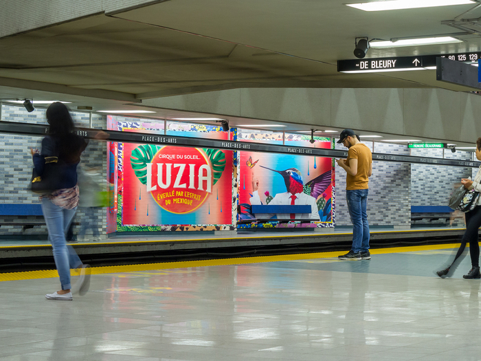 Posters in a Montréal subway station.