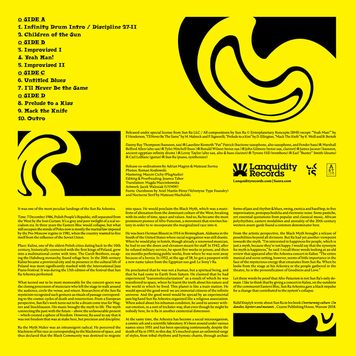 Back cover with liner notes by Rafał Księżyk.