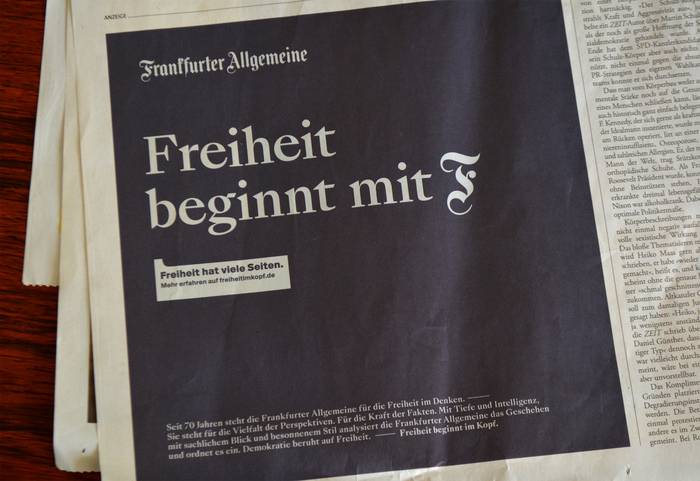 Newspaper ad in Die Zeit, October 2019.